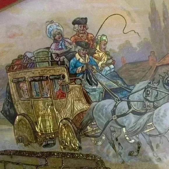 Vintage Rusch foil art serving tray  bakelite handles - Picture 15 of 16